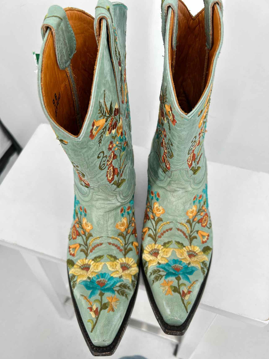 Old Gringo Women Size 9 Green Floral Embroidered Cowboy Boot