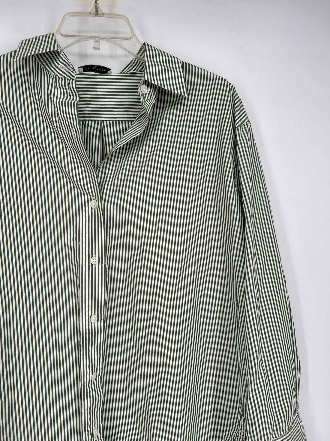 Rebecca Taylor Size M Green & White Stripe Long Sleeve