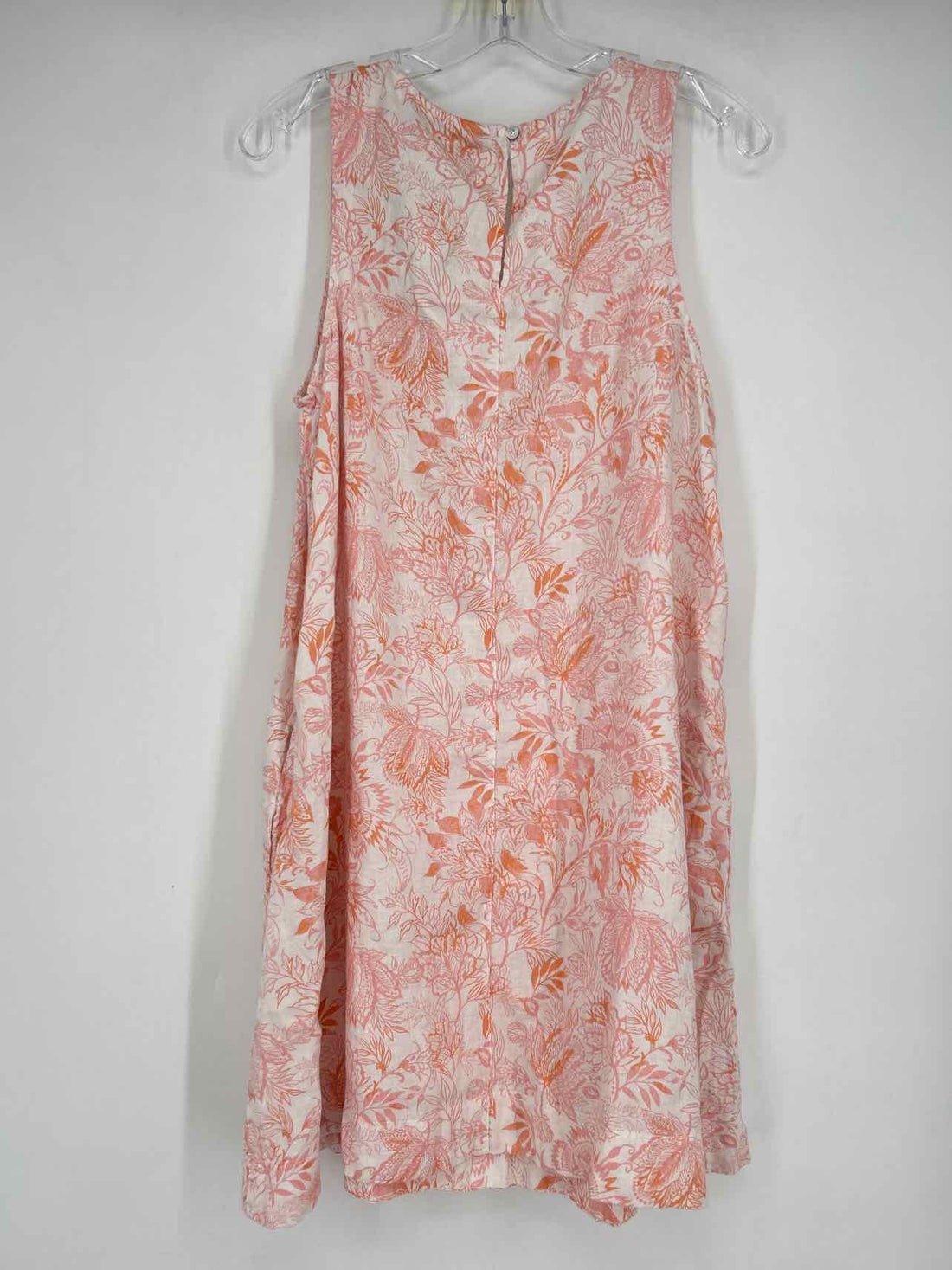 Rachel Zoe Size L White & Pink Linen Sleeveless Dress