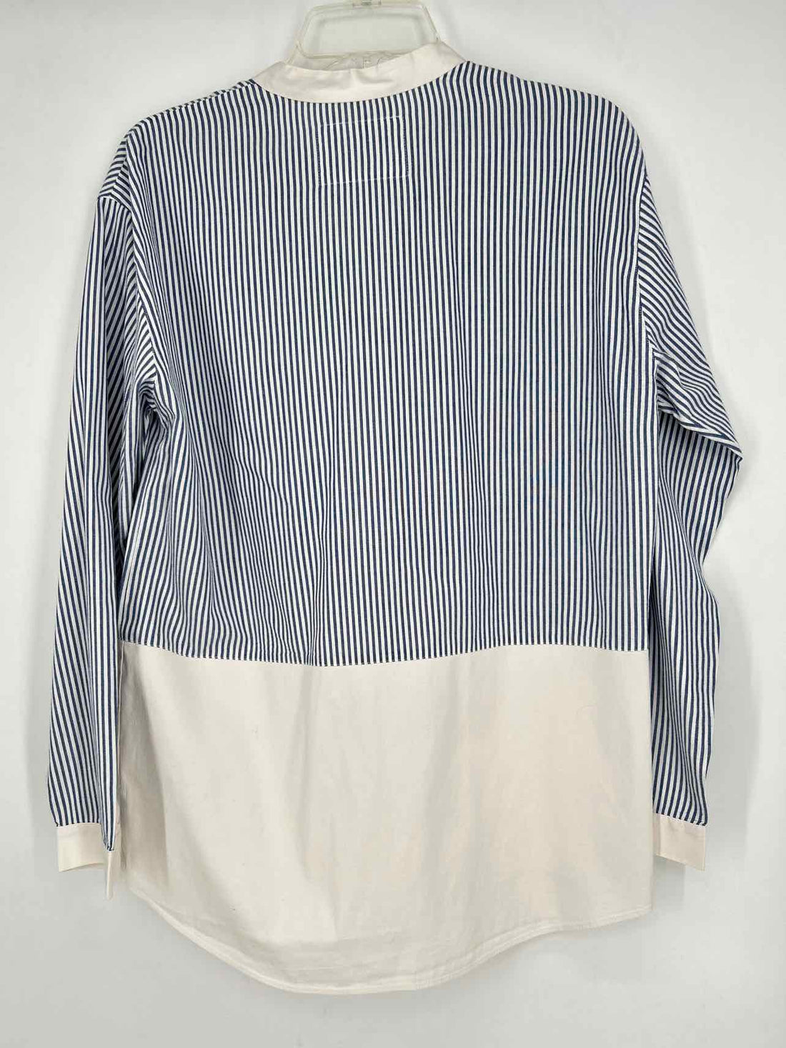 Lafayette 148 Size S White & Blue Striped Long Sleeve