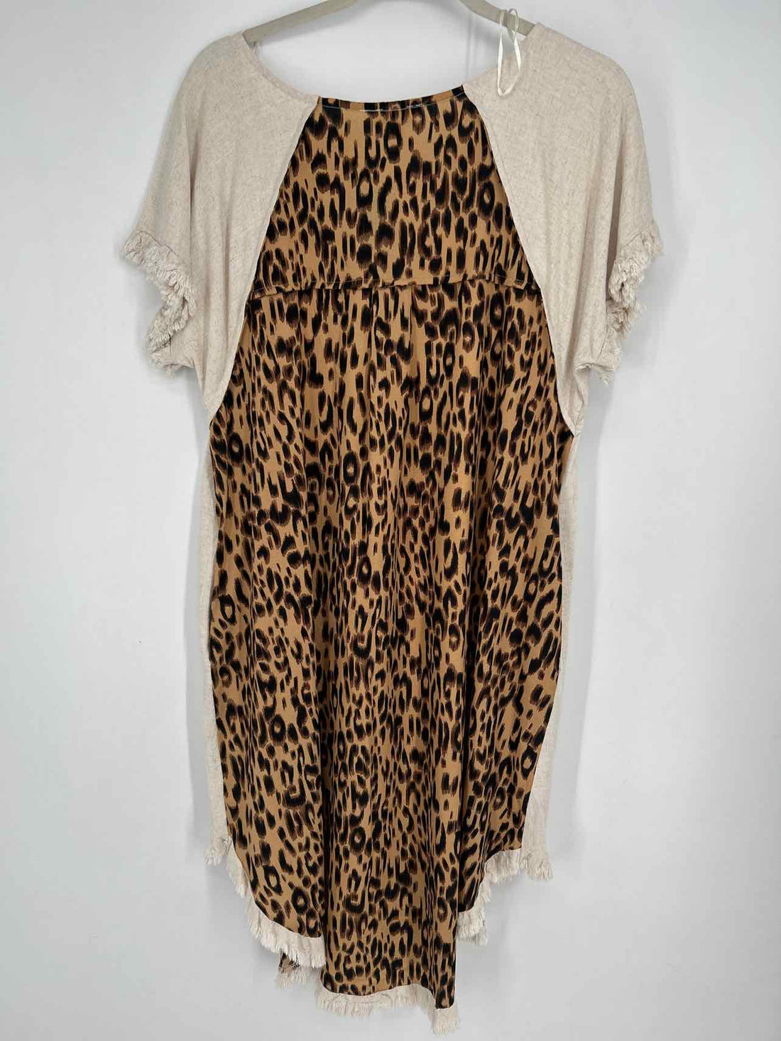 Umgee Size M Canvas & Leopard Short Sleeve Dress