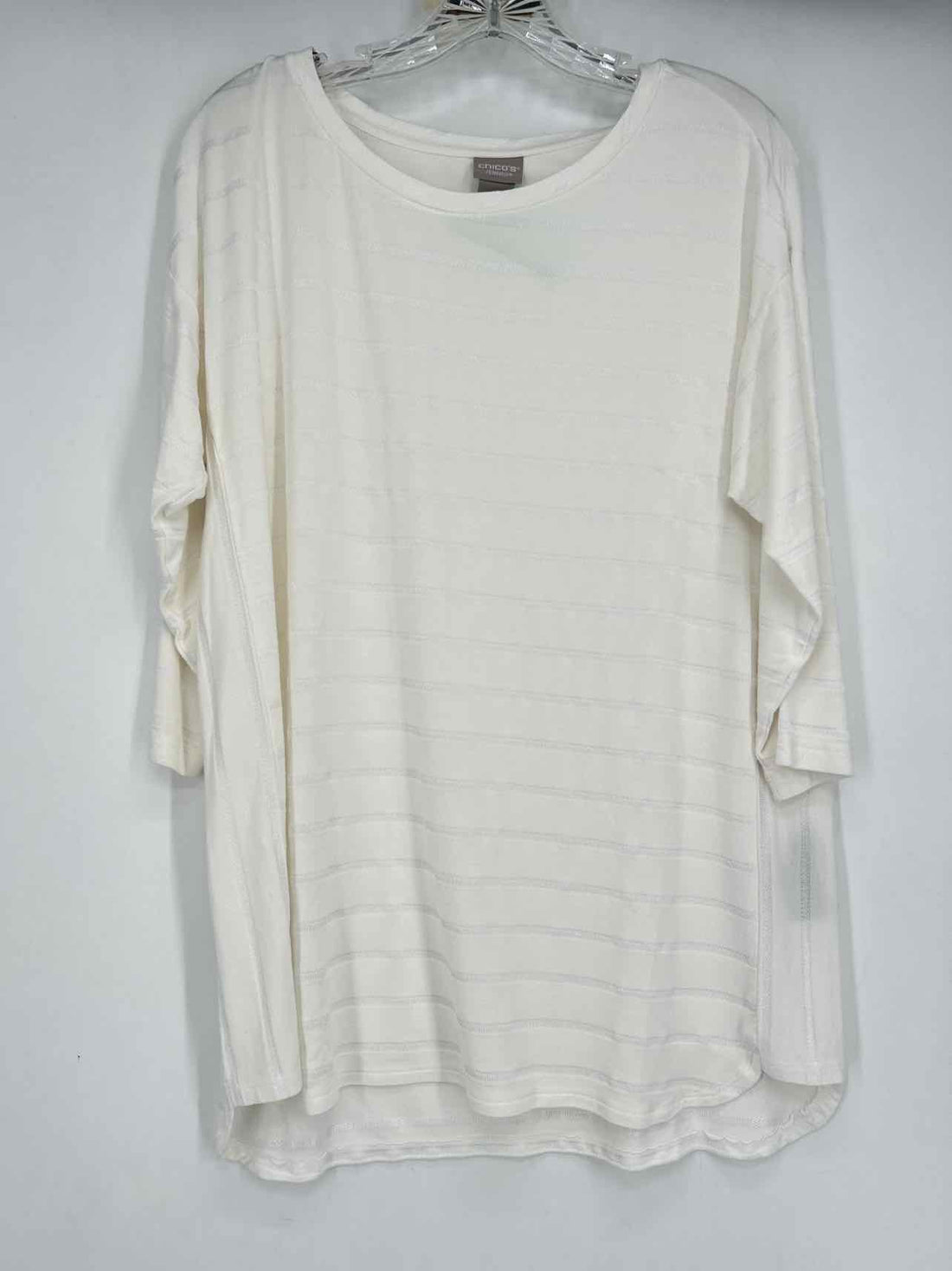 Zenergy by Chicos Size 1P White Striped Long Sleeve