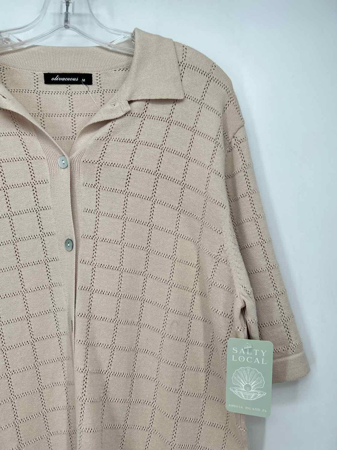 Olivaceous Size M Beige Perforated NWT Short Sleeve
