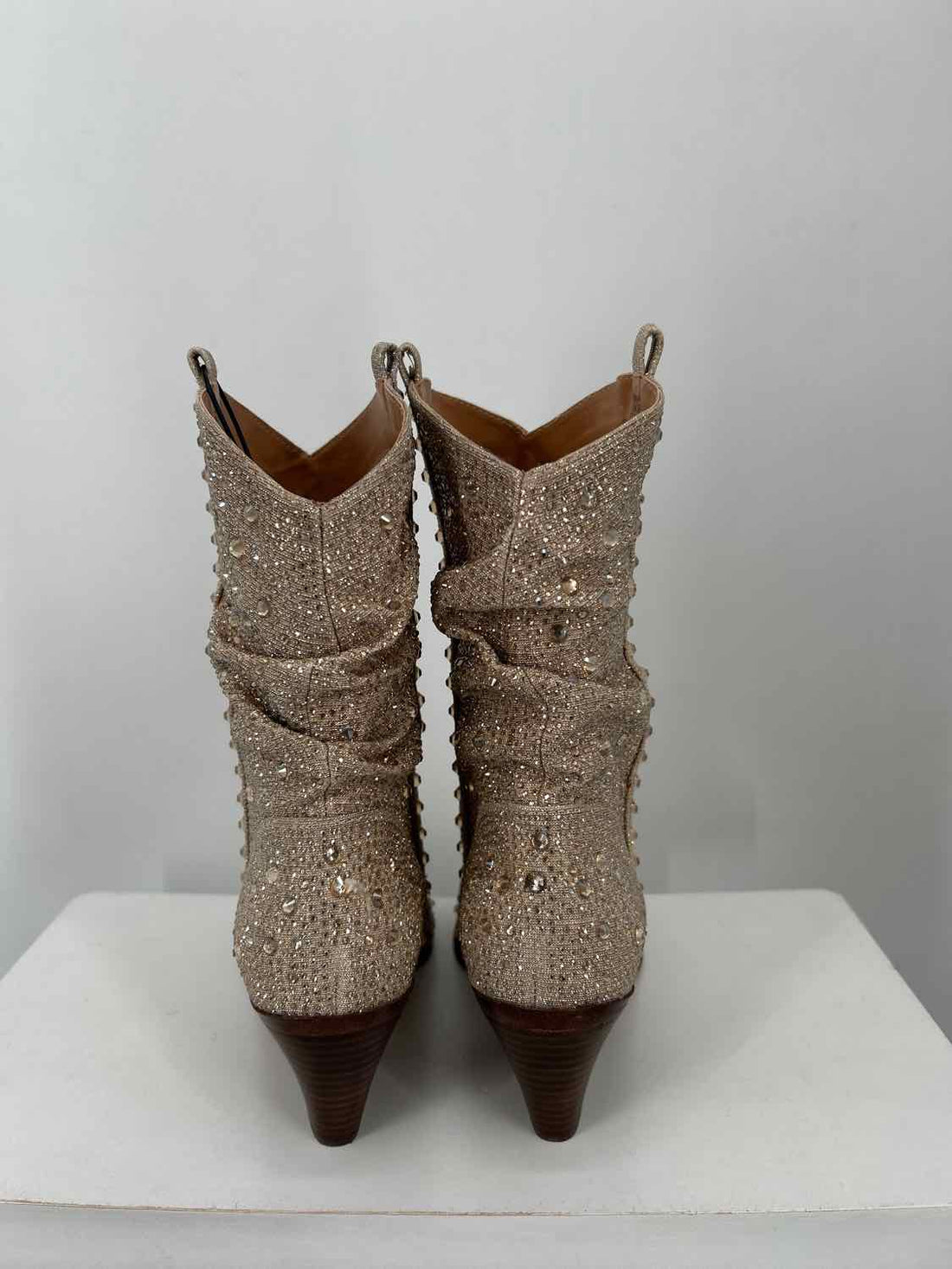 Jessica Simpson Women Size 8.5 Beige Rhinestone Cowboy Boot