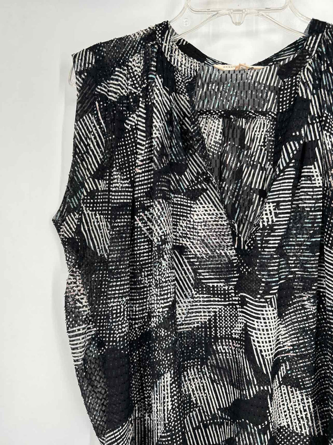 Rebecca Taylor Size 0 Black & White Print Silk Sleeveless