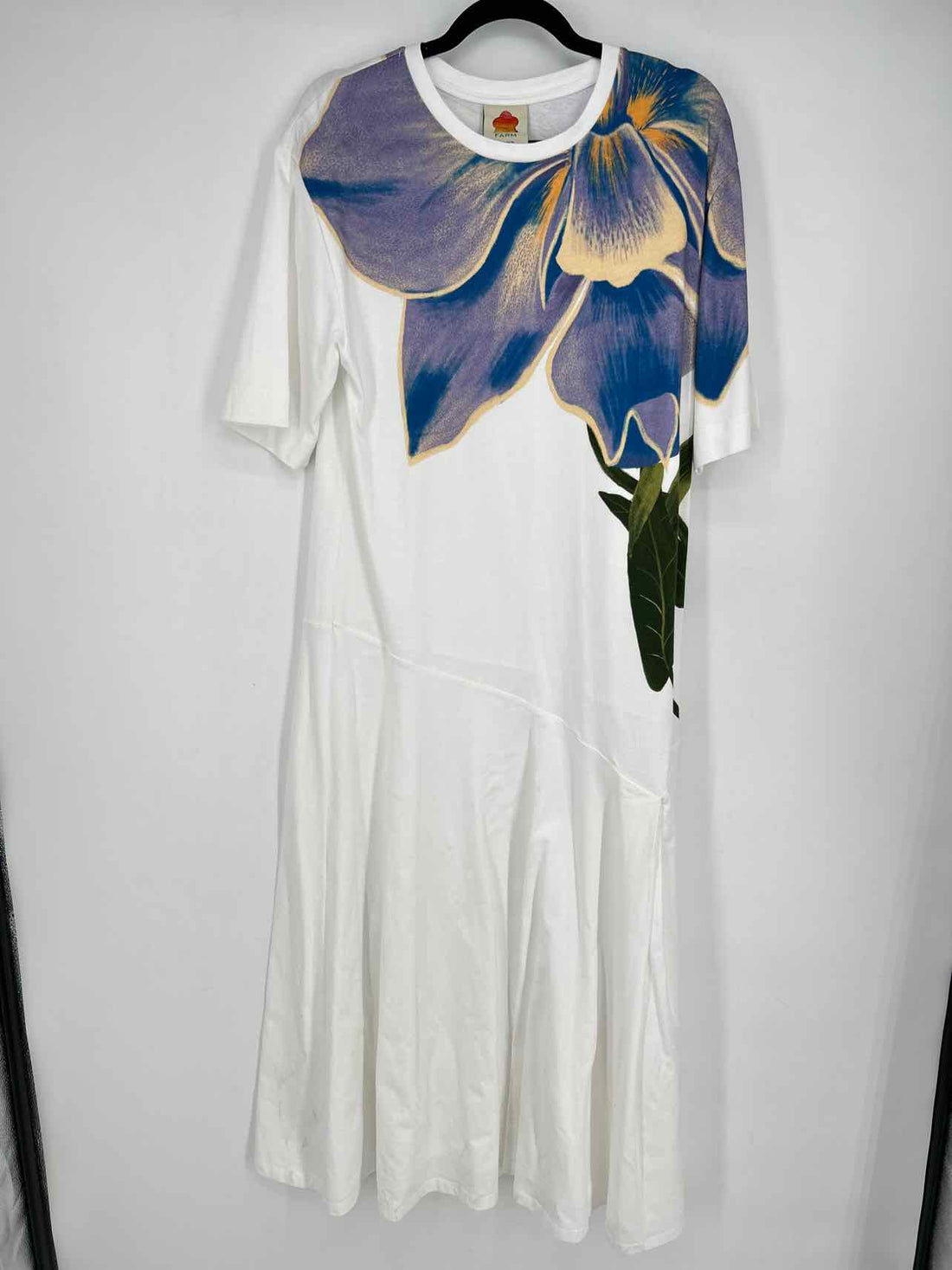 Farm for Anthropologie Size S White Floral Short Sleeve Maxi