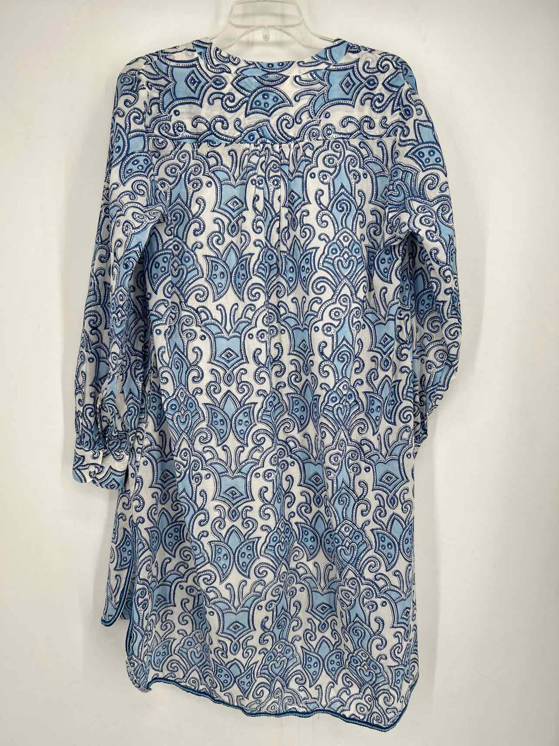 Azure Size S White & Blue Print Cotton Dress