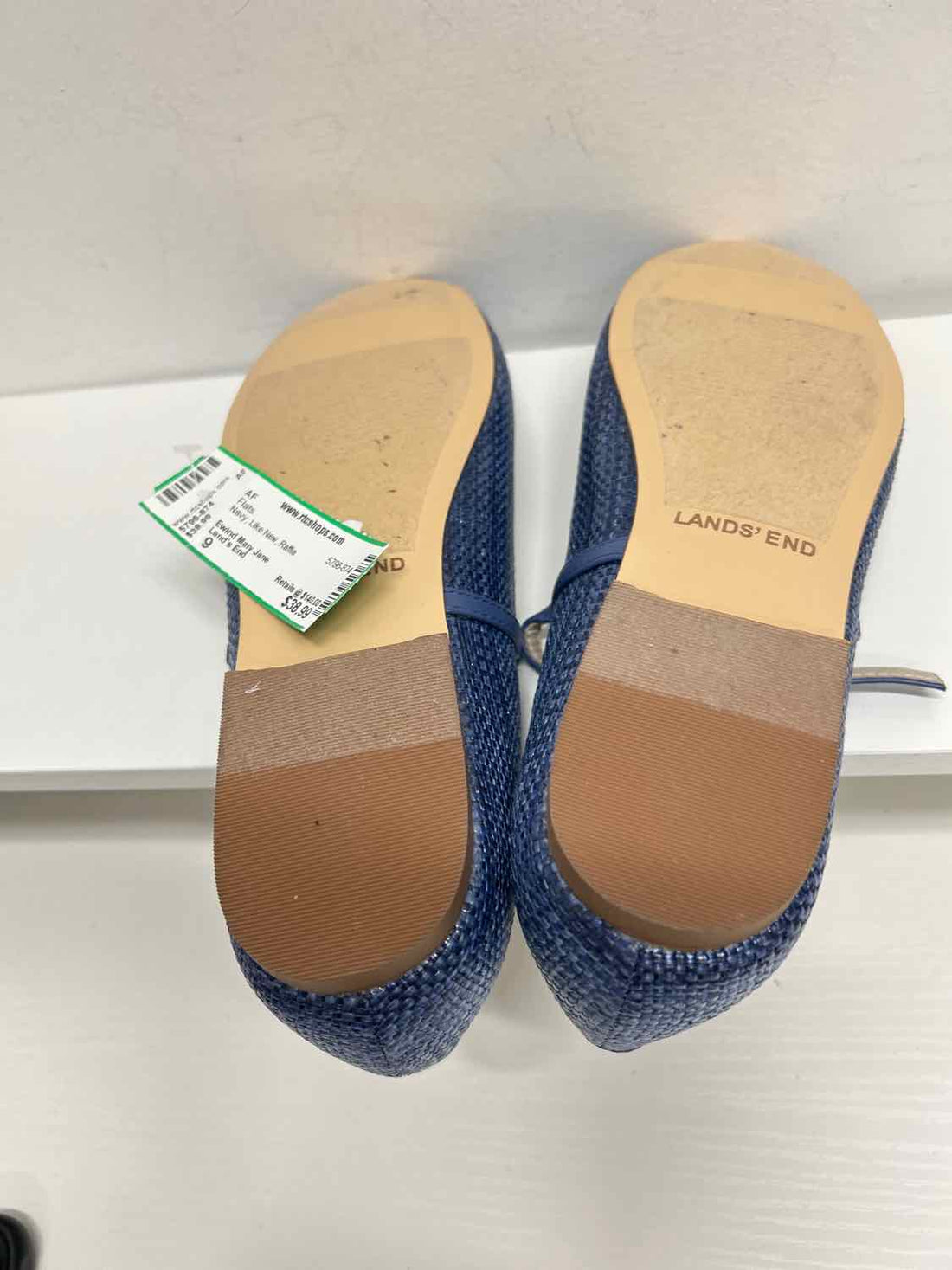 Land's End Women Size 9 Navy Like New Raffia Flats