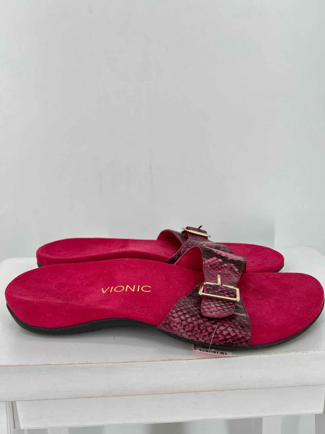 Vionic Women Size 11 Dark Pink Reptile Slides