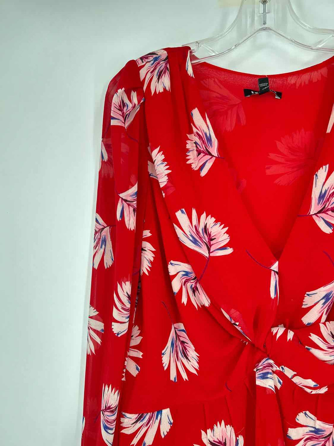 Express Size M Red Floral Long Sleeve