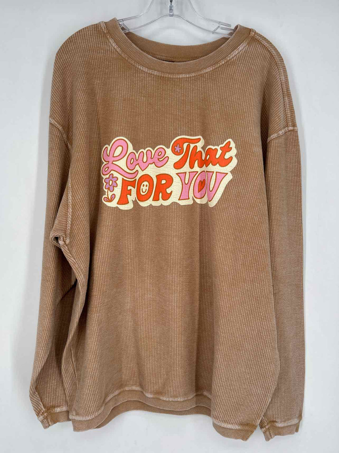 Chicka-D Size L Washed Tan Ribbed NWT Long Sleeve