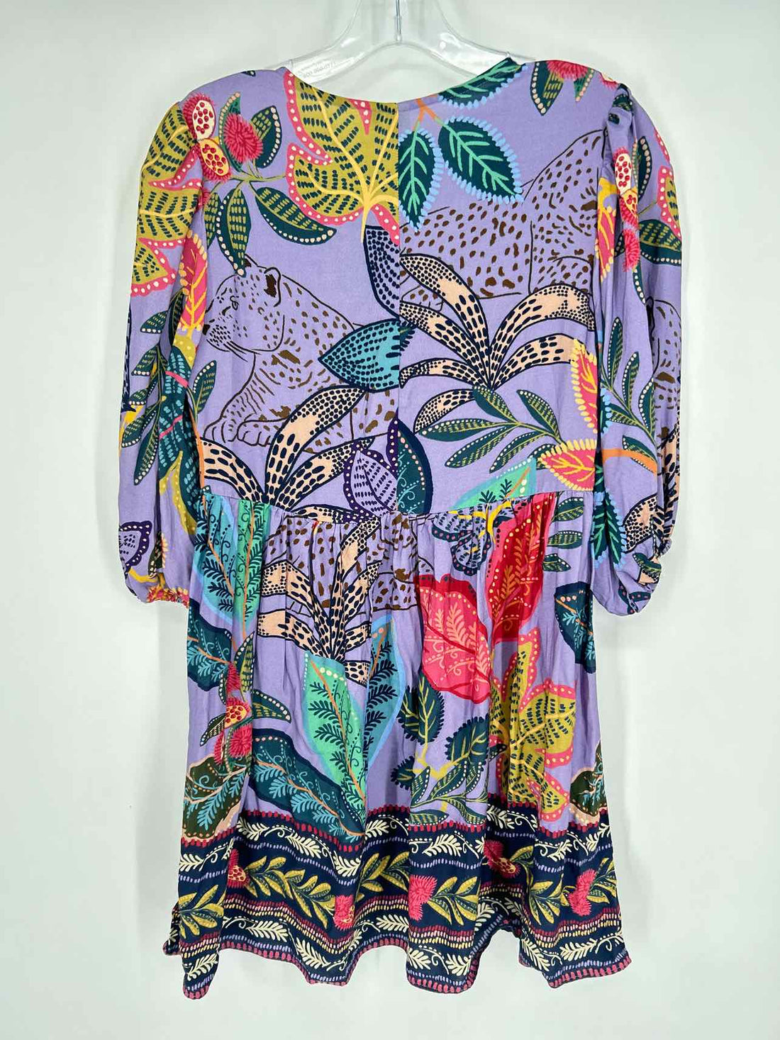 Farm for Anthropologie Size P Purple Floral Long Sleeve Dress