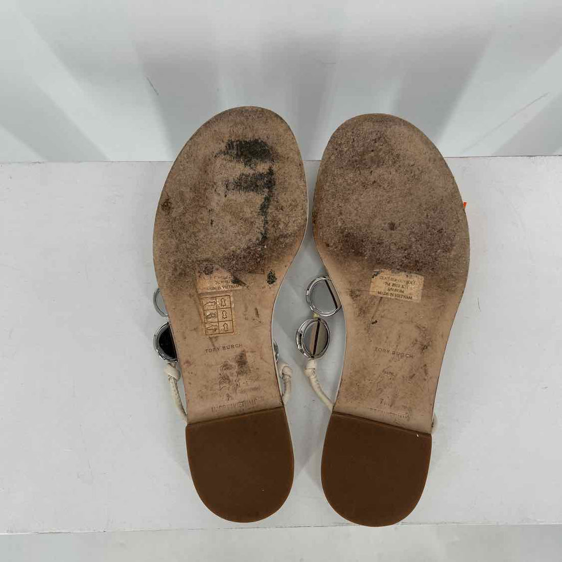 Tory Burch Women Size 7 Ivory & silver Sandals
