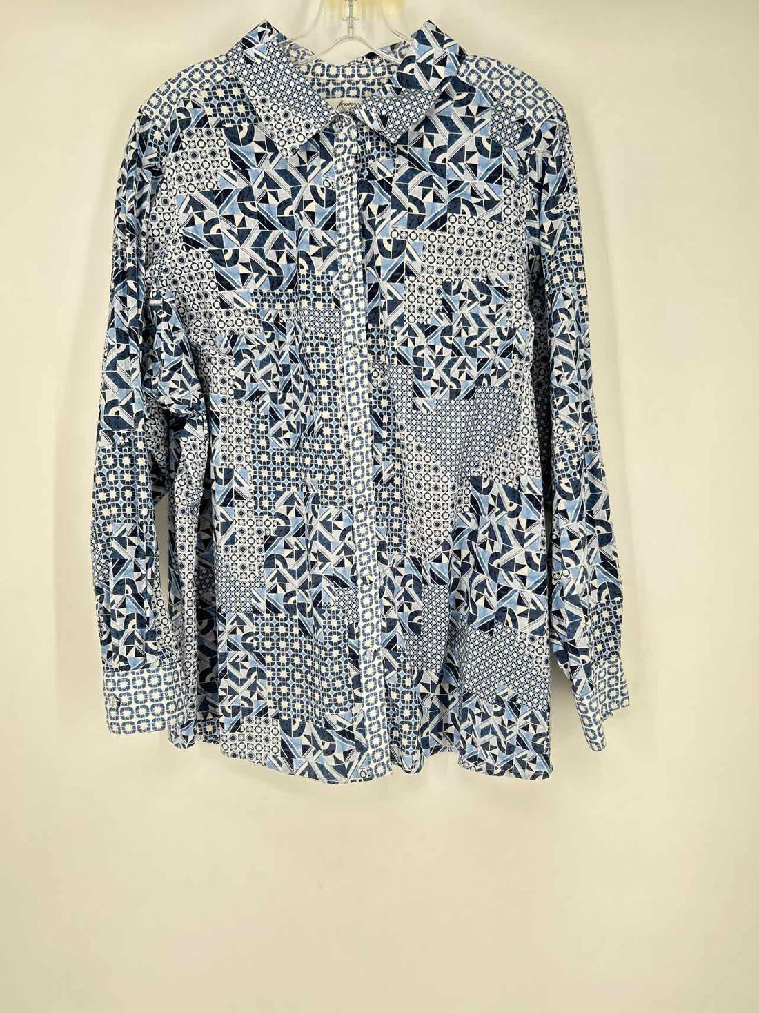 Foxcroft Size 18W Blue Print Top/Blouse