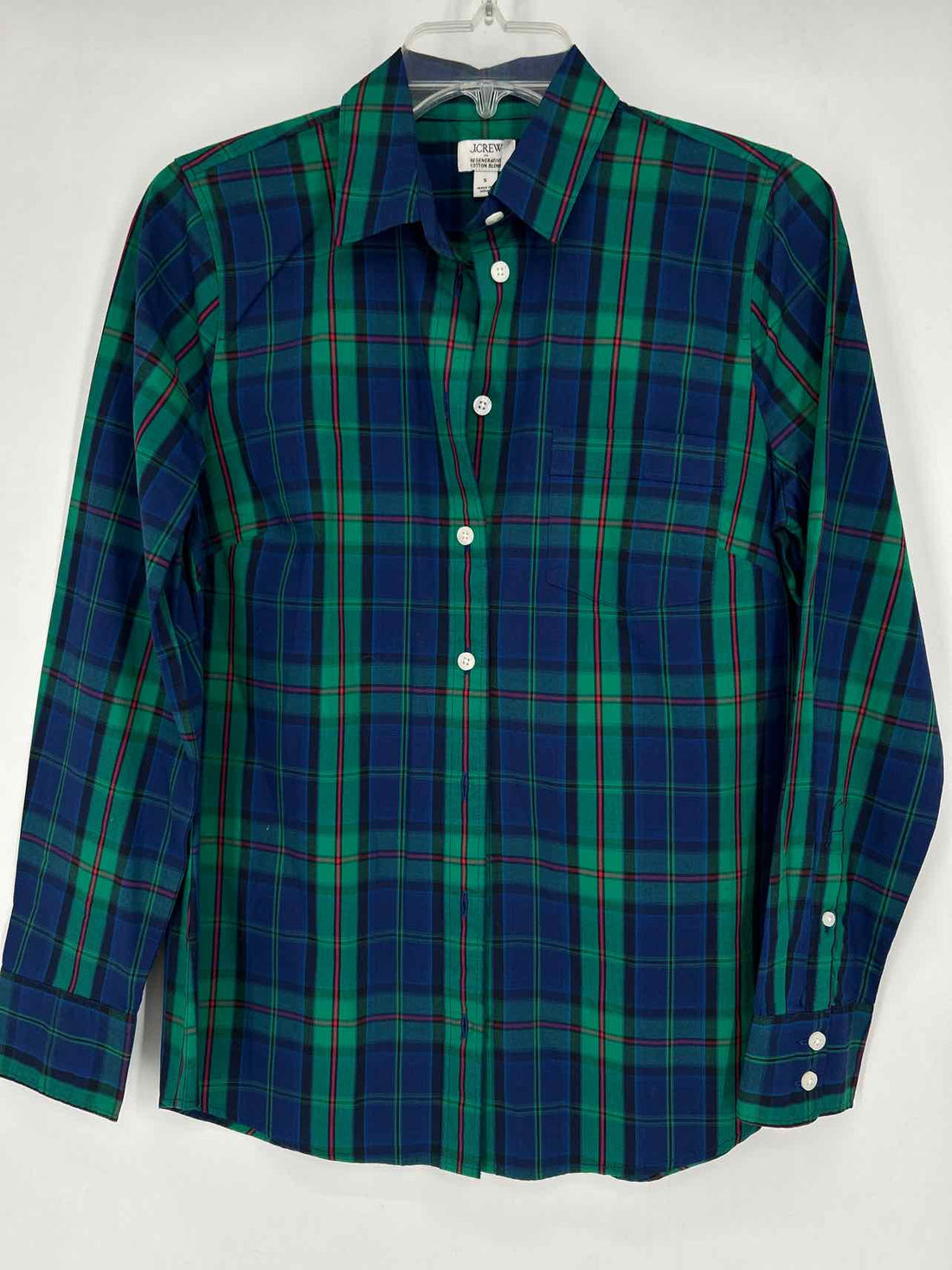 J Crew Size S Blue & Green Plaid NWT Long Sleeve