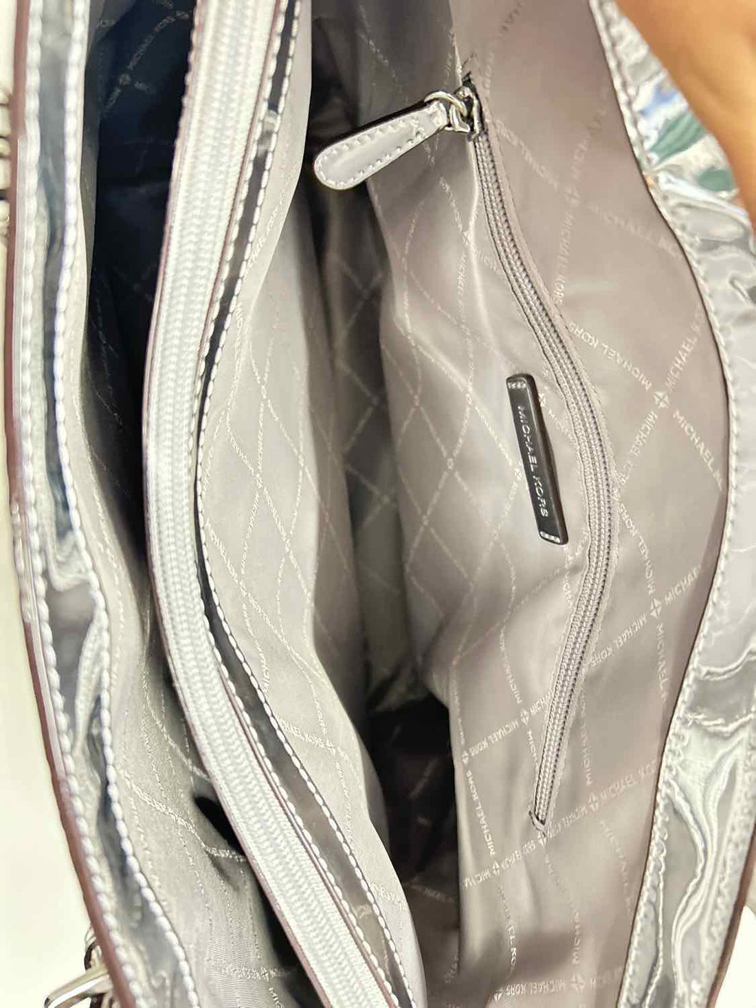 Michael Kors Silver Patent Leather Excellent Condition Tote