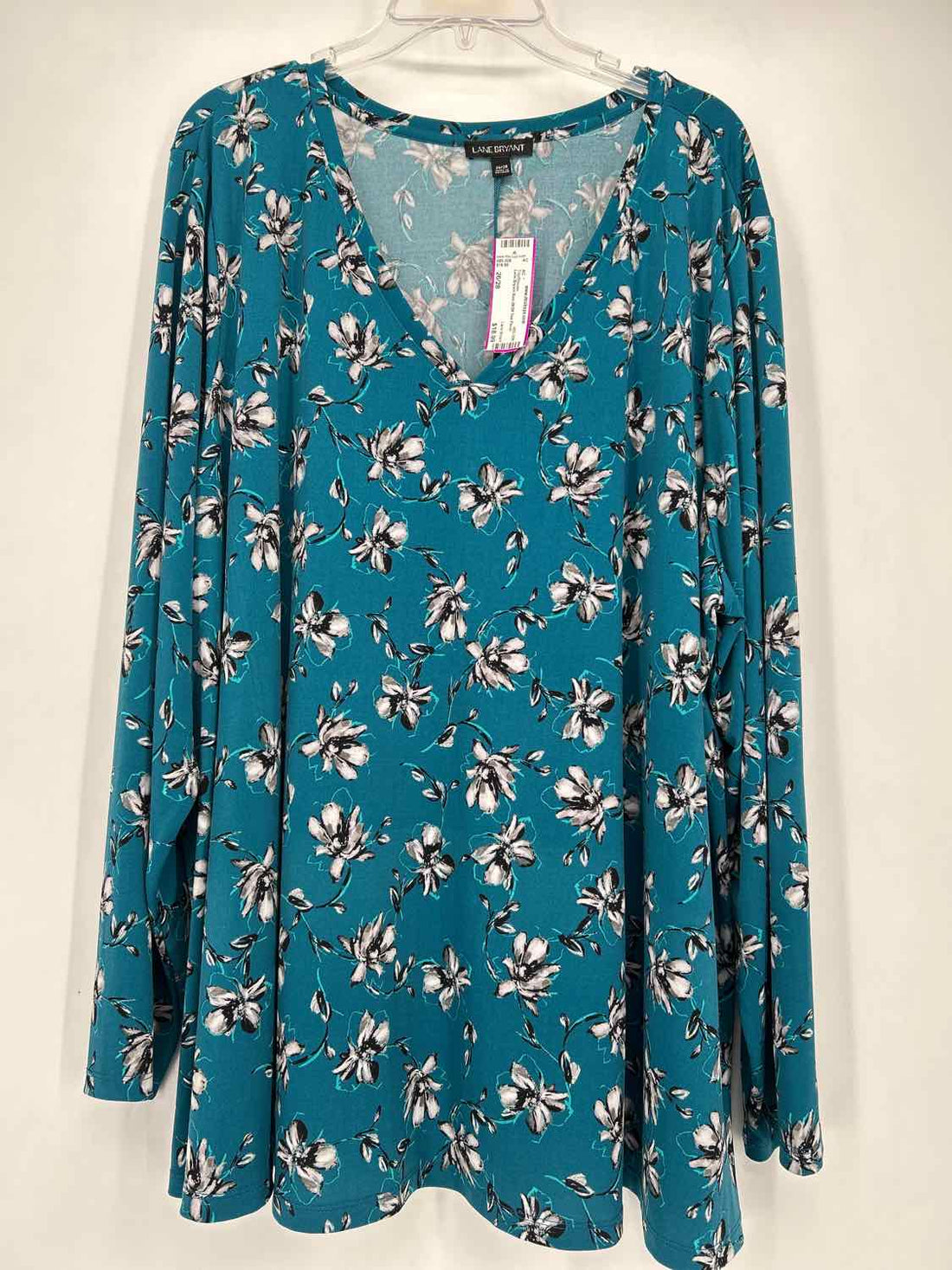 Lane Bryant Size 26/28 Teal Floral Top/Blouse