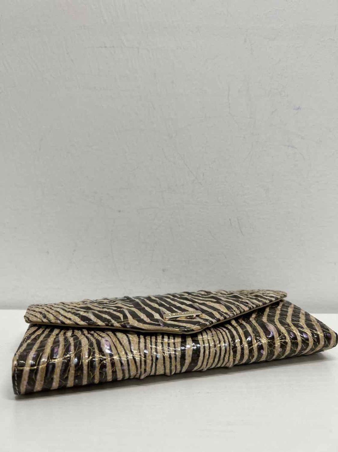 Brahmin Zebra Croc Embossed Leather Pre Owned Wallet