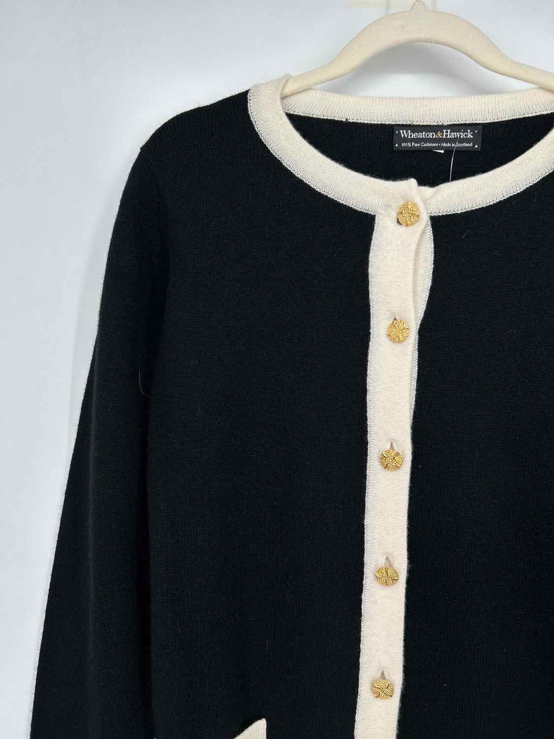 Wheaton & Hawick Size XS Black & White Cashmere Cardigan