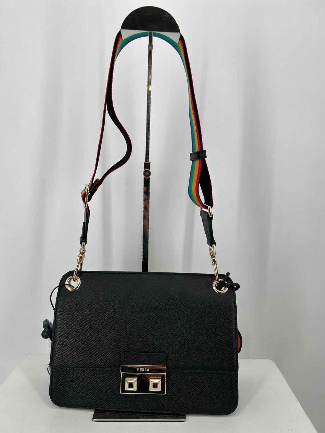 Furla Black Pebbled Leather Crossbody