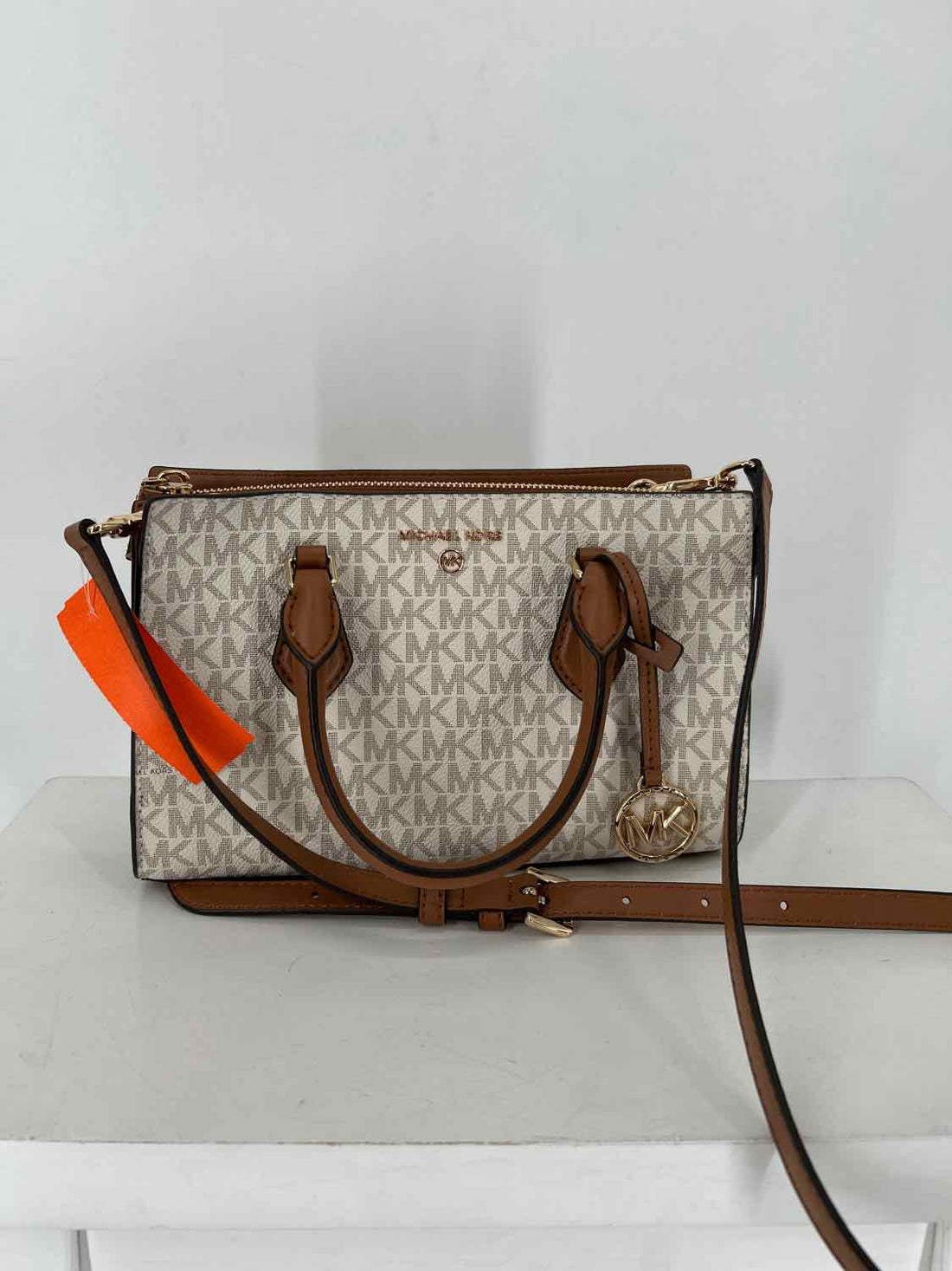 Michael Kors White Monogram Saffiano Leather Pre Owned Satchel