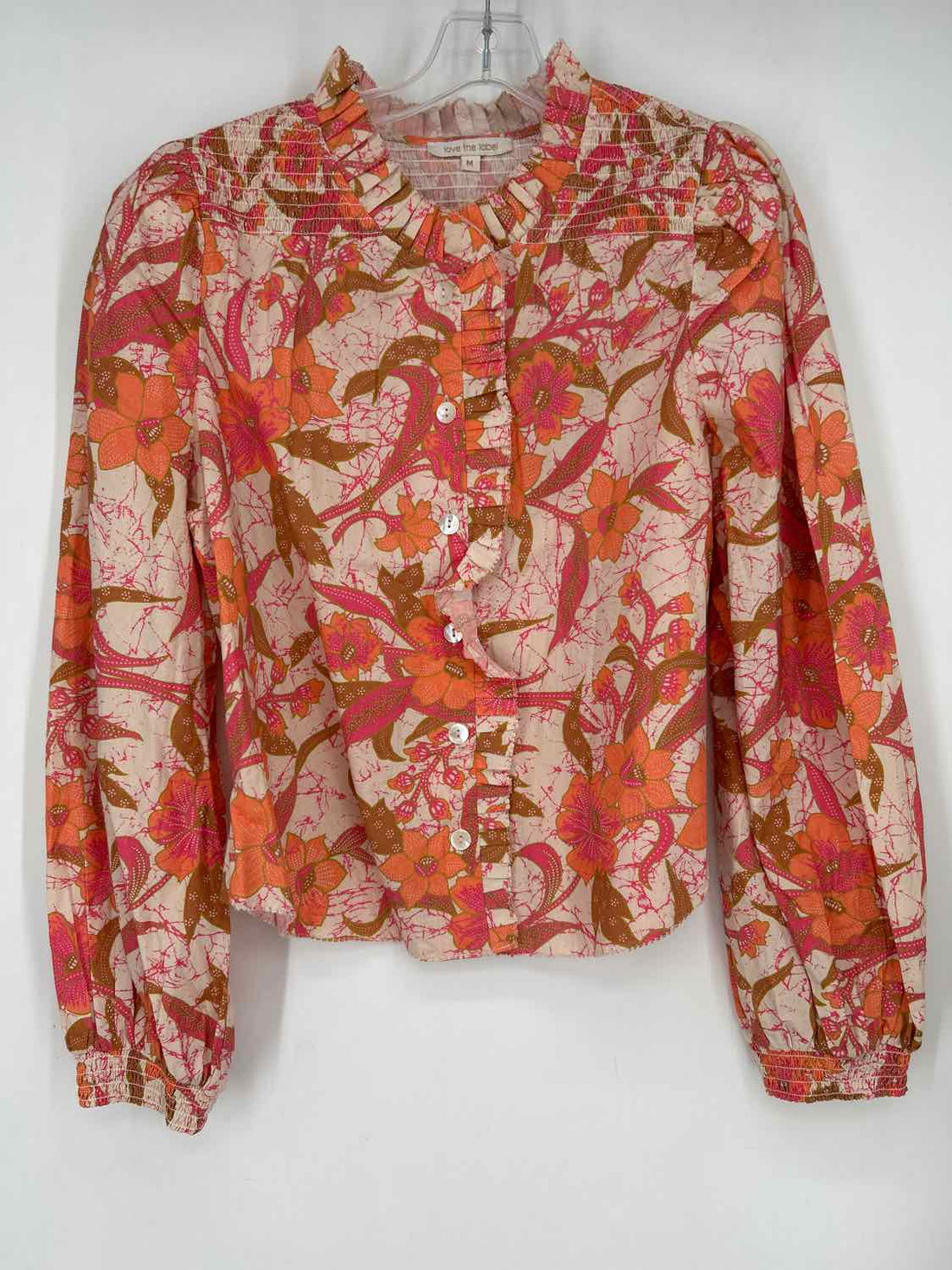 Love the Label Size M Cream & Pink Print Long Sleeve