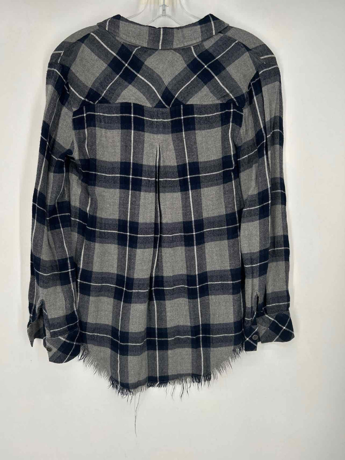 Bella Dahl Size XS Navy & Gray Plaid Long Sleeve