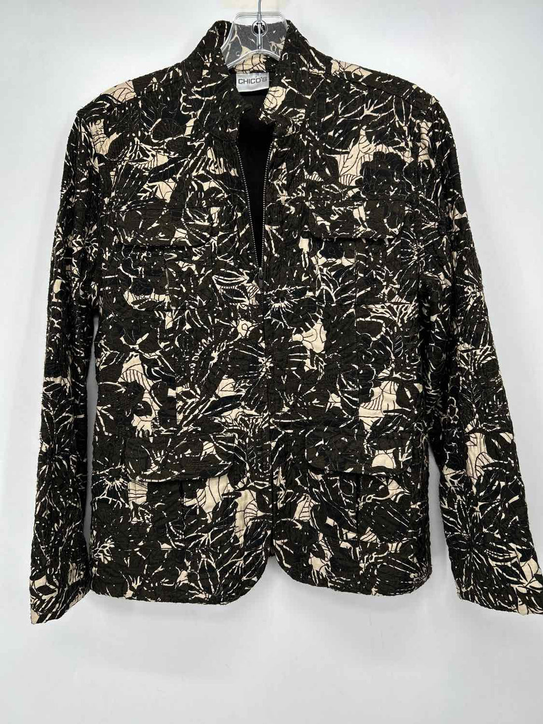 Chicos Size 1(M) Brown Print Jacket