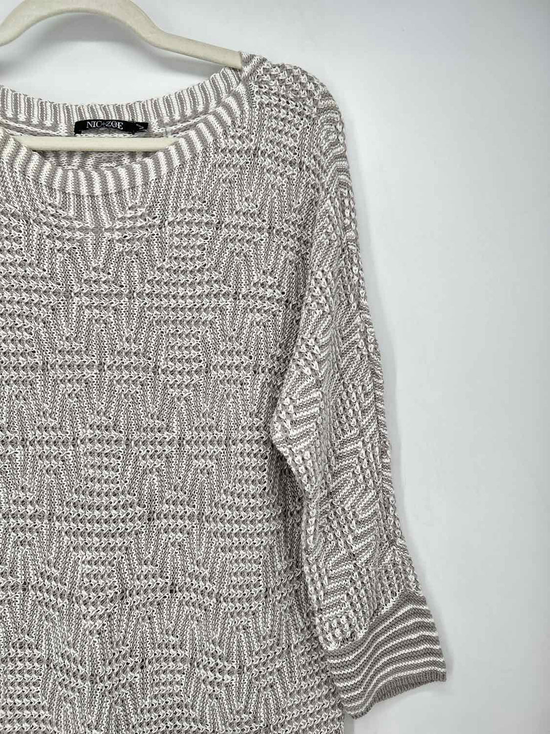 Nic+Zoe Size L Gray & White Sweater