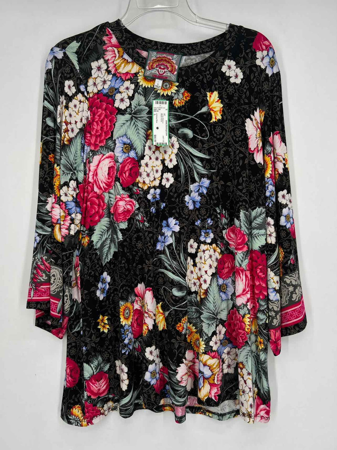 Johnny Was Size L Black Floral Long Sleeve