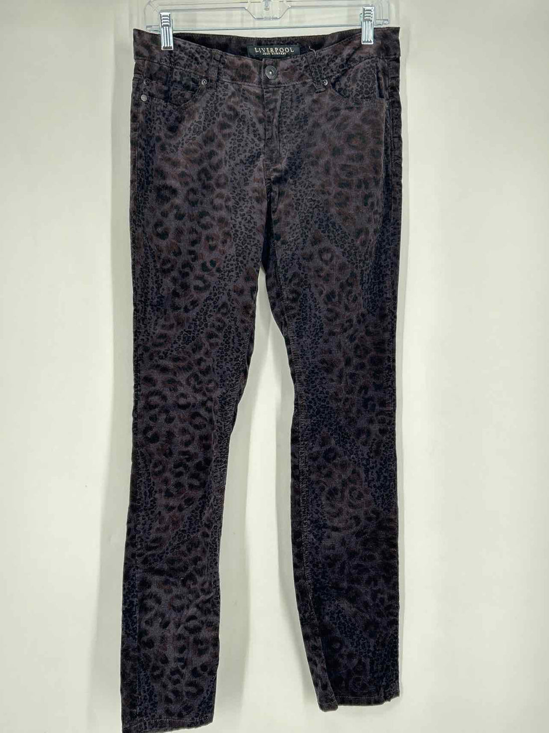Liverpool Size 6 Black Leopard Velvet Vintage Pants