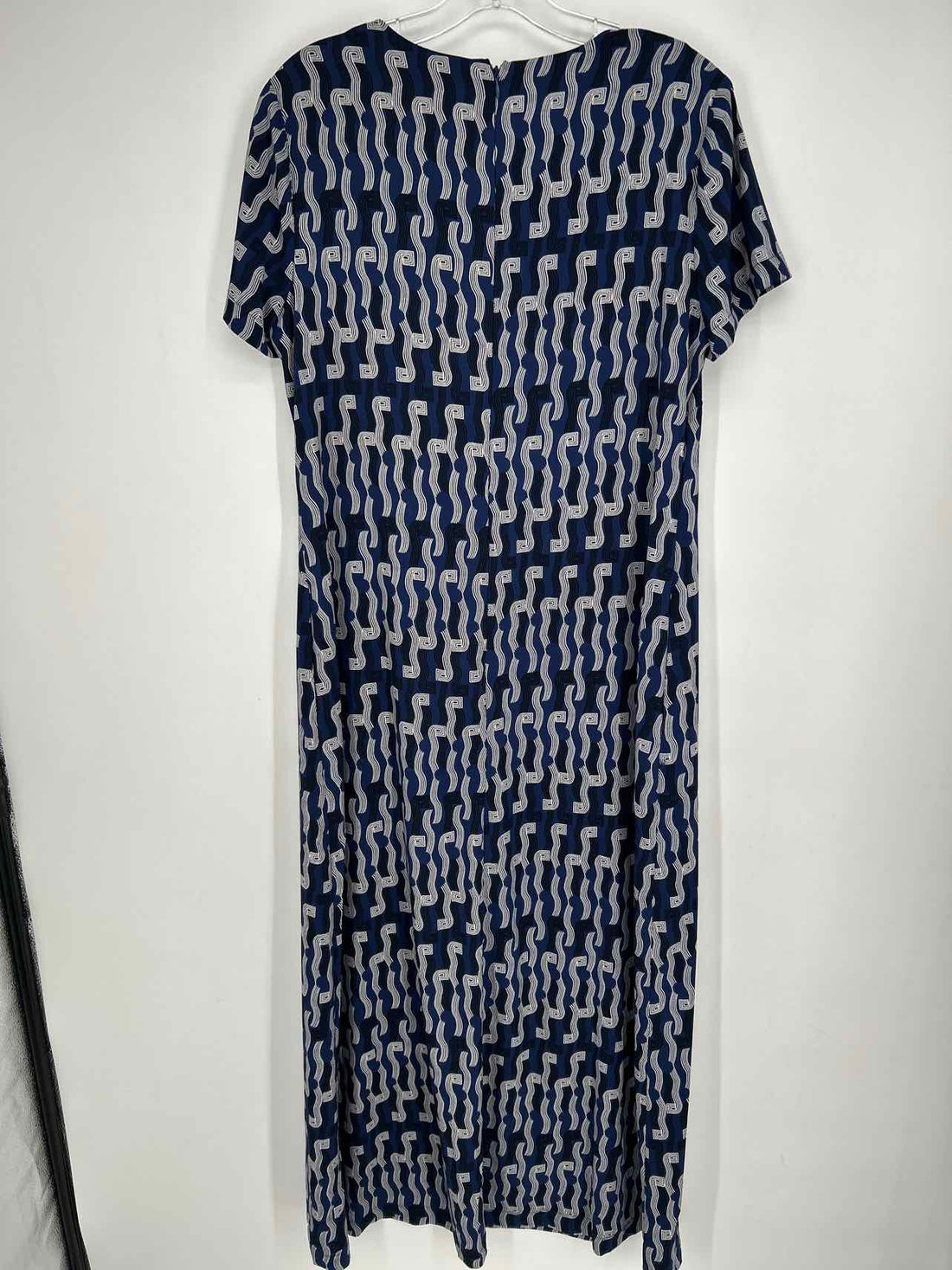 Donna Morgan Size 12 Navy Print Short Sleeve Maxi