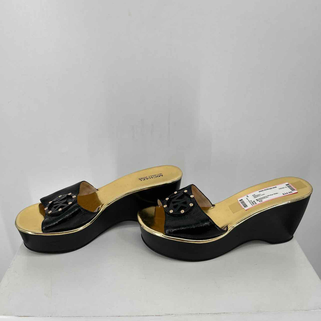 Michael Kors Women Size 10 Black & Gold Wedges