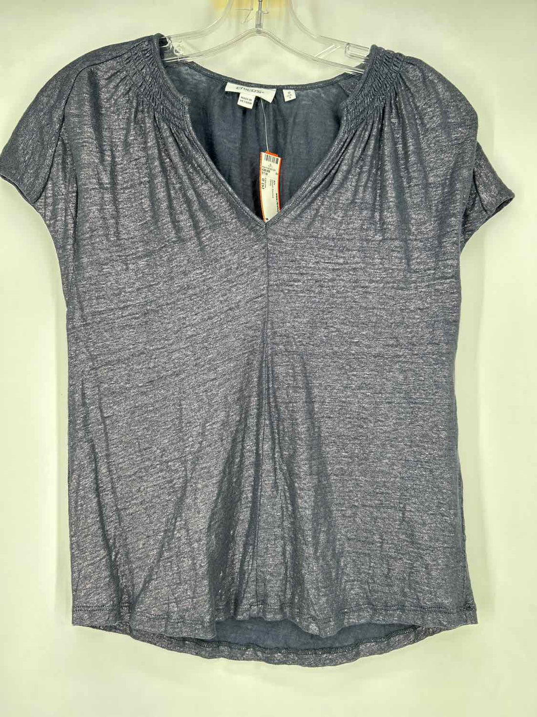 Chicos Size 0 (s) Grey Short Sleeve