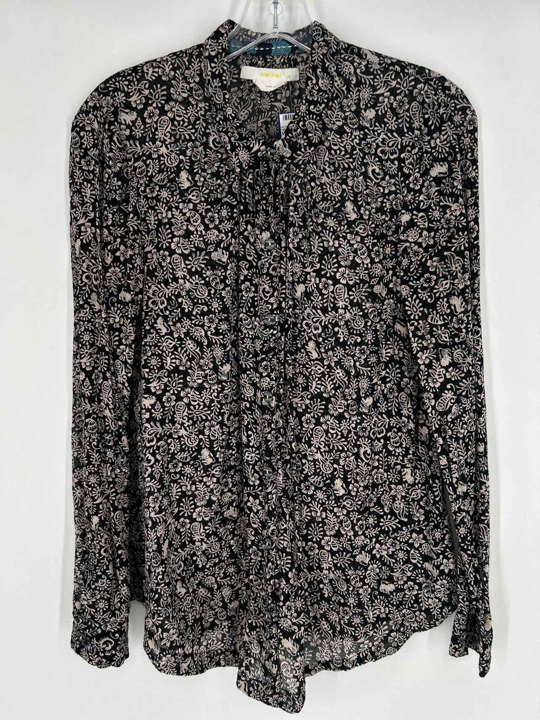 HEI HEI Size S Black Floral Cotton Long Sleeve