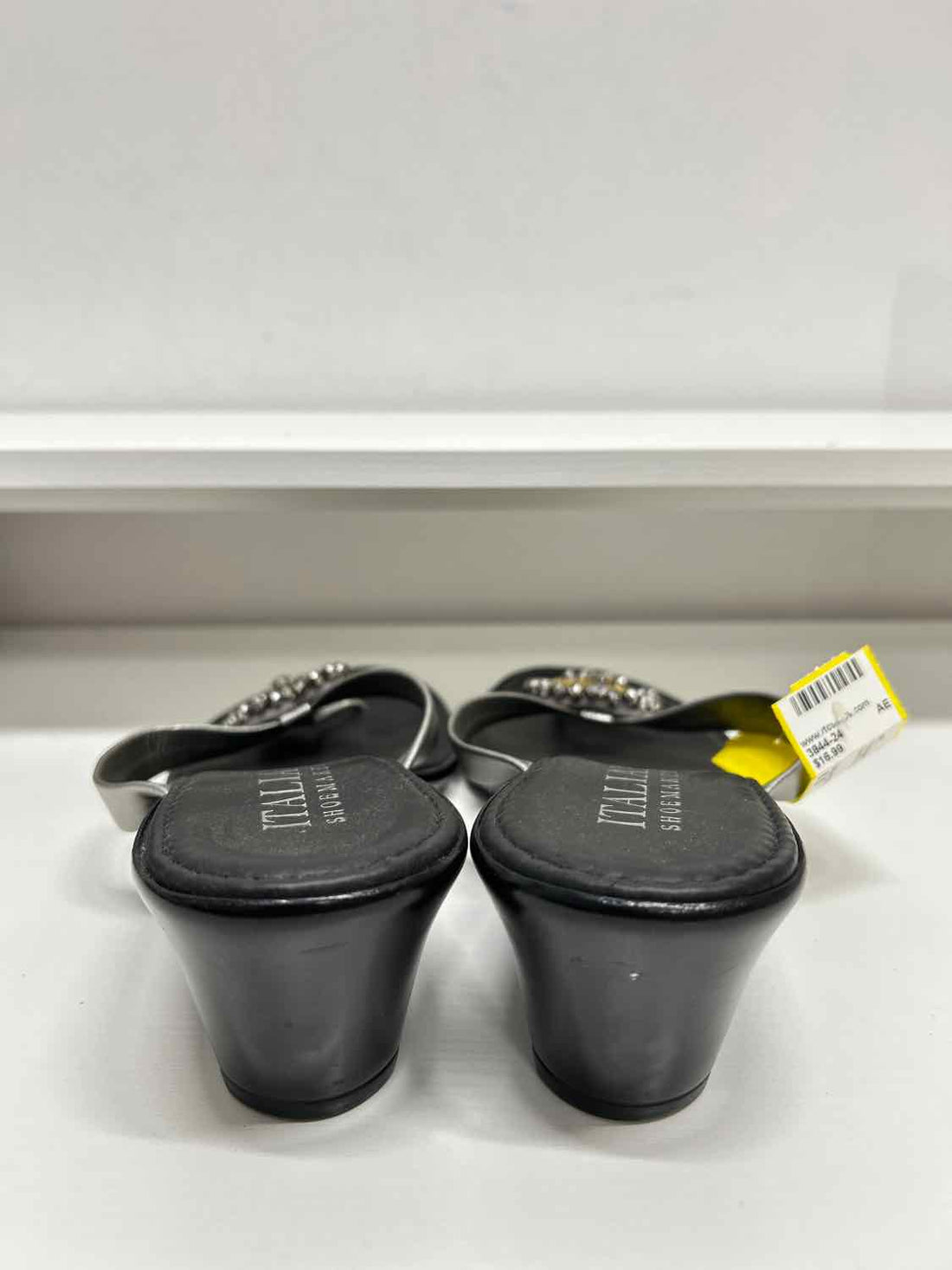Italian Shoe Makers Women Size 8.5 Silver & Black Wedges