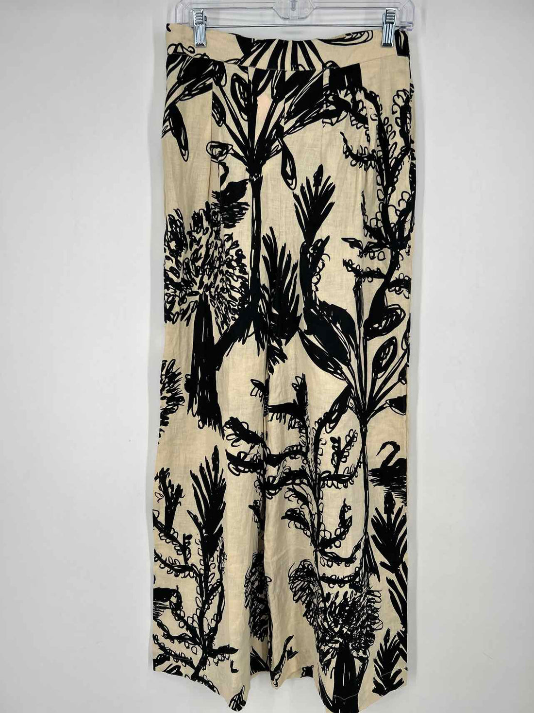 Bel Kazan S Cream & Black Linen New Boutique Pants
