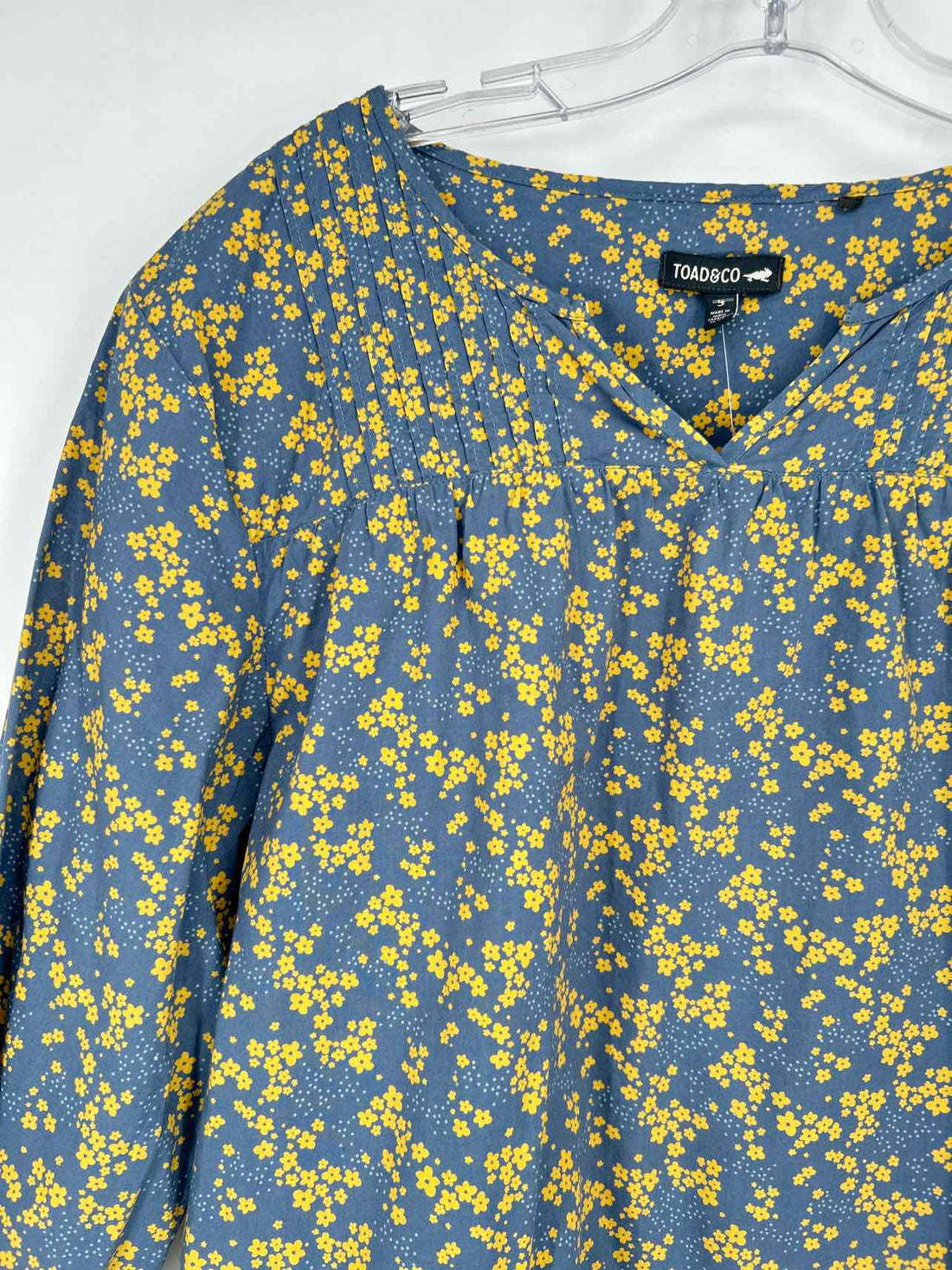 Toad & Co Size S Navy & Yellow Floral Long Sleeve