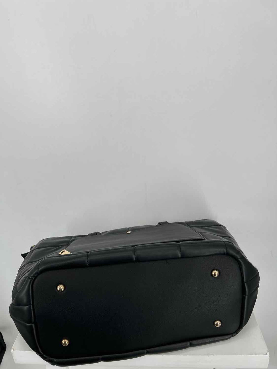 Poppy & Peonies Black Faux Leather Pre Owned Tote