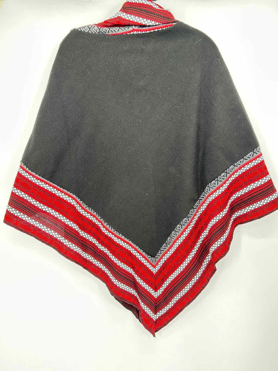 Le Moda Size One Size Black & Red Print Poncho