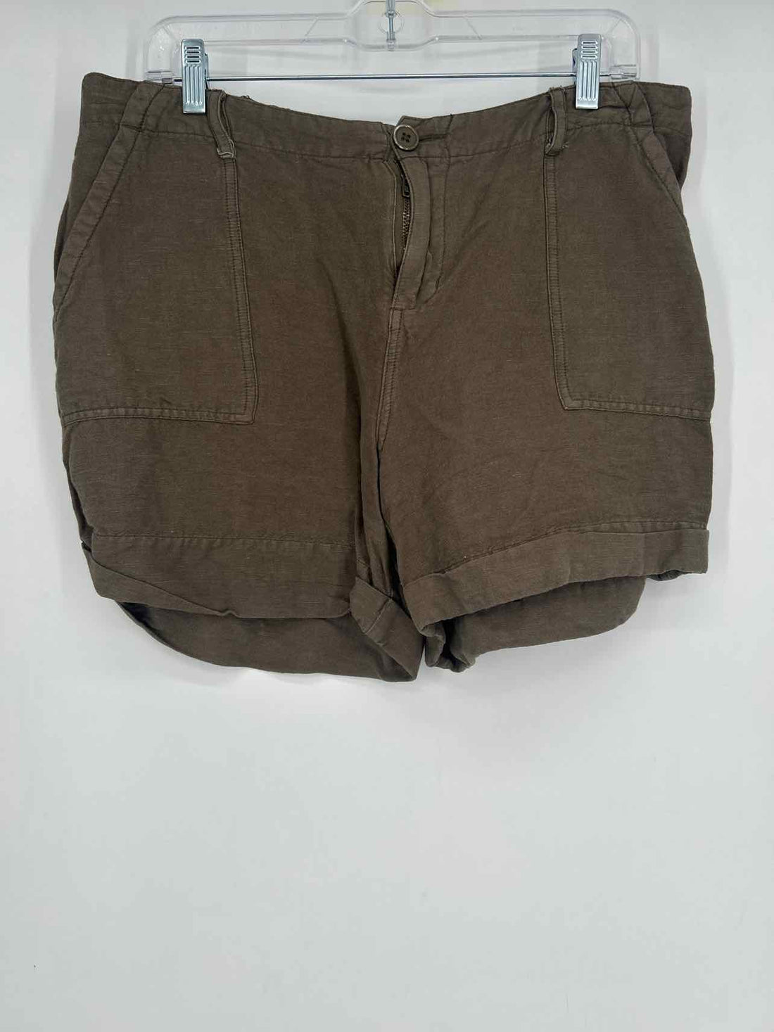 Max & Mia Size L Olive Linen/Rayon Shorts