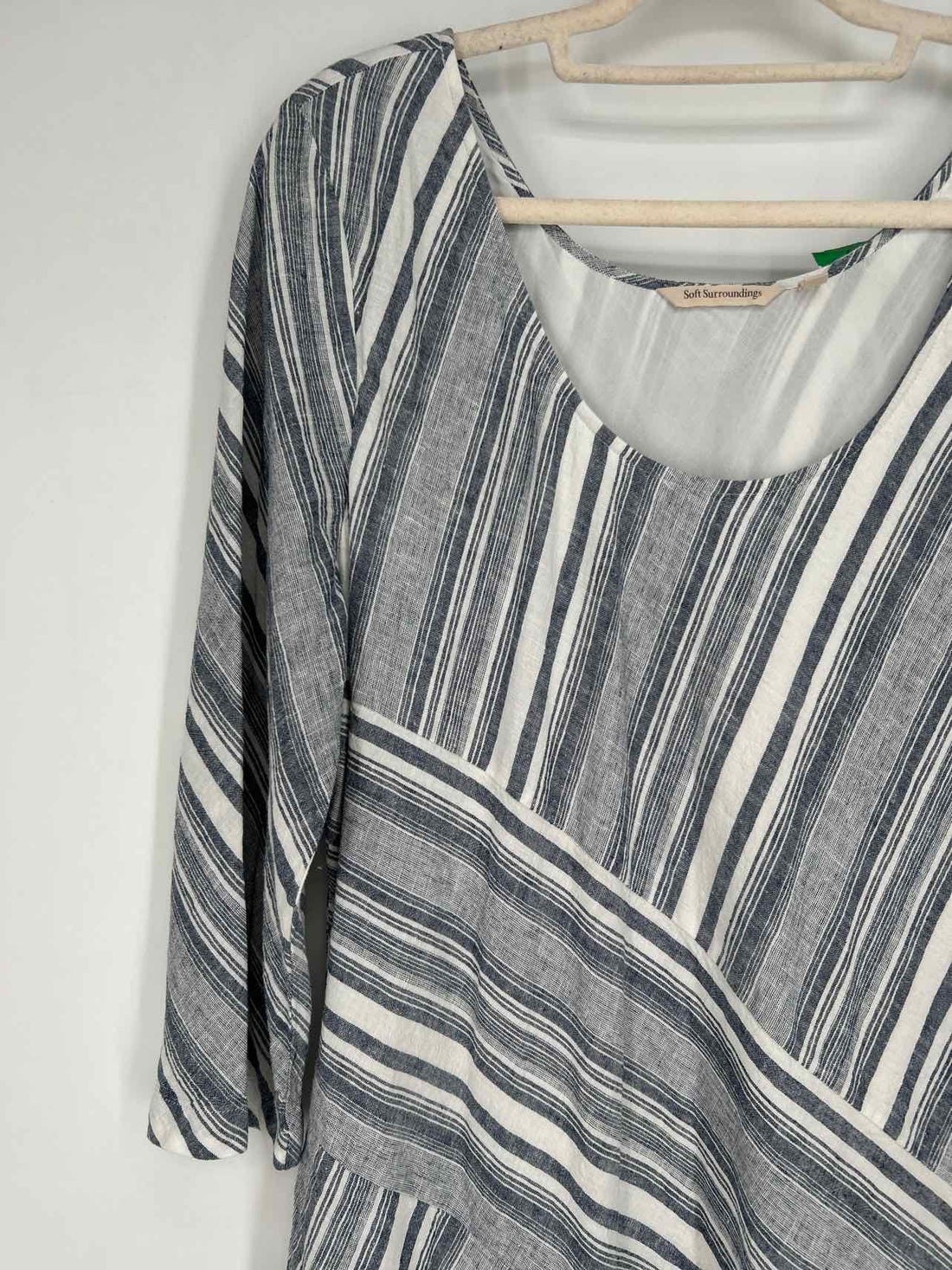 Soft Surroundings Size 1X Navy & White Striped Long Sleeve Dress