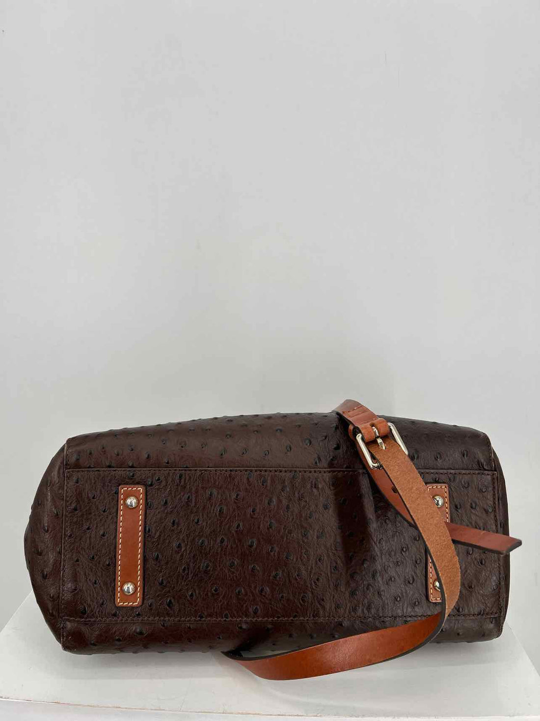 Dooney & Bourke Brown Ostrich Embossed Leather Pre Owned Satchel