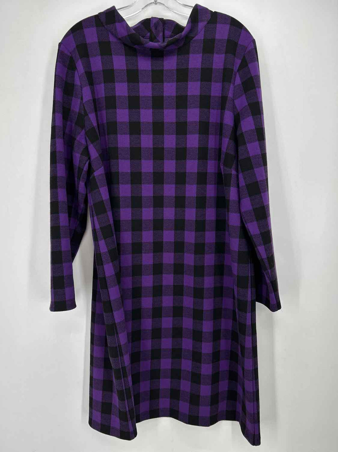 Talbots Size XLP Purple & black checkered Long Sleeve Dress