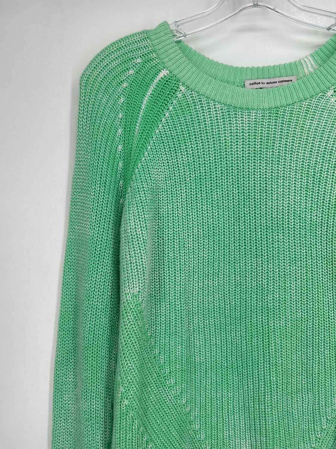Cotton by Autumn Cashmere Size S Green & White Knit Sweater