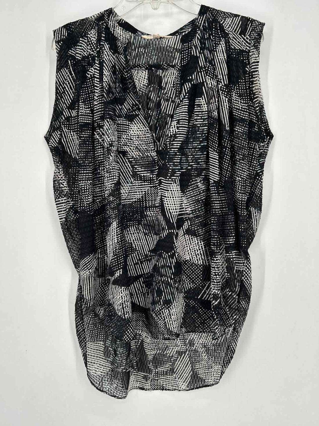 Rebecca Taylor Size 0 Black & White Print Silk Sleeveless
