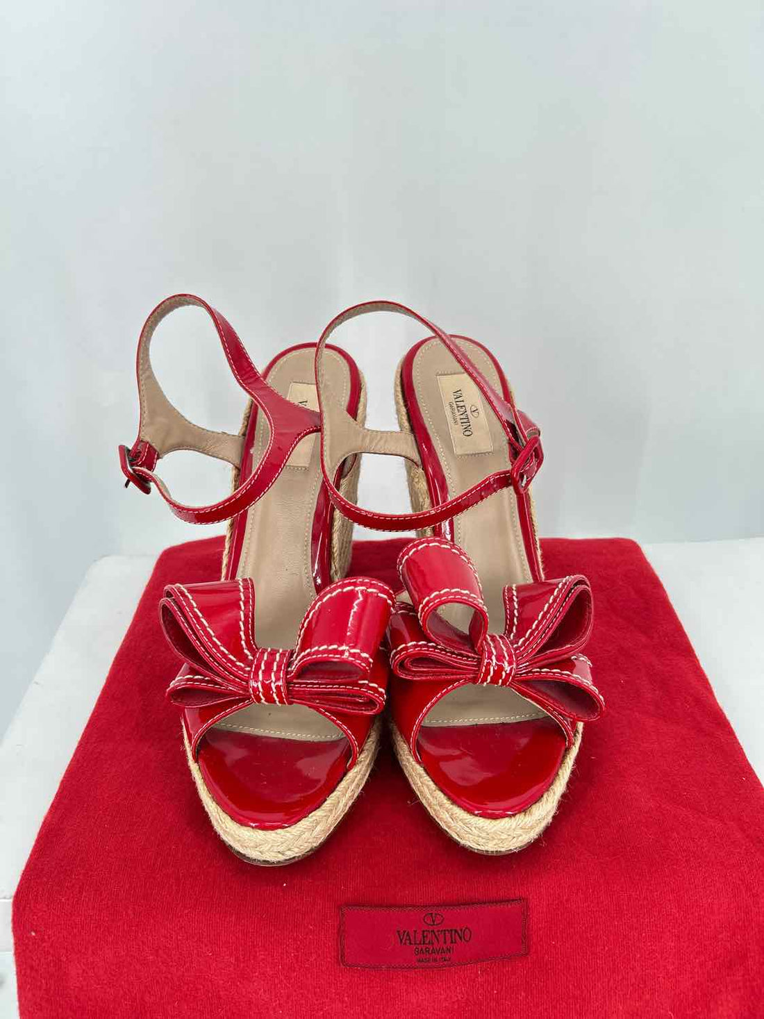Valentino Garavani Women Size 40(9) Red Patent Leather Wedges