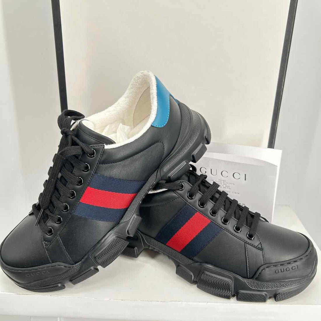Gucci Nathane Sneakers Mens Size 7.5 Black Pre Owned Leather LUXURY