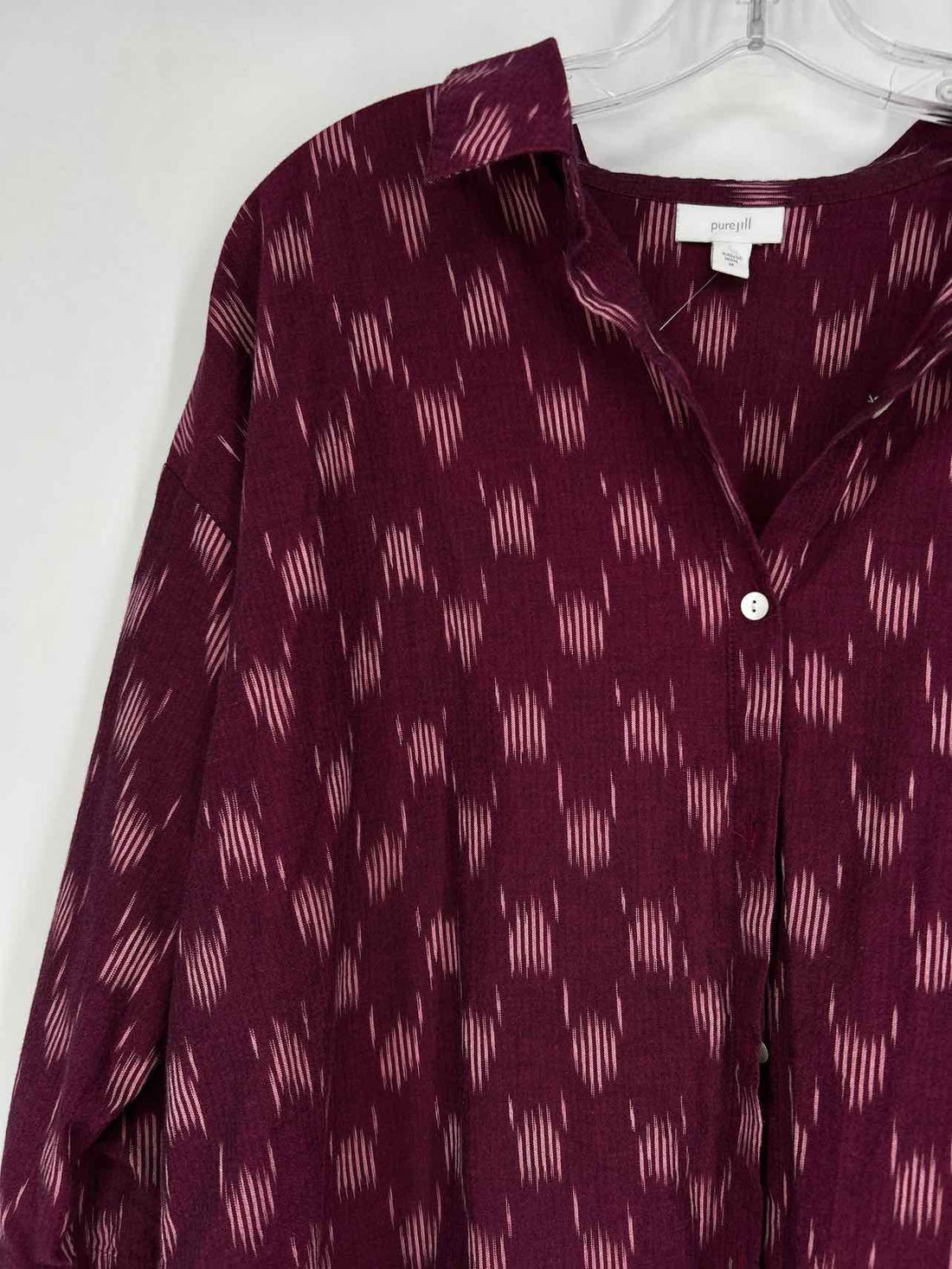 Pure Jill Size M Burgandy Print Long Sleeve