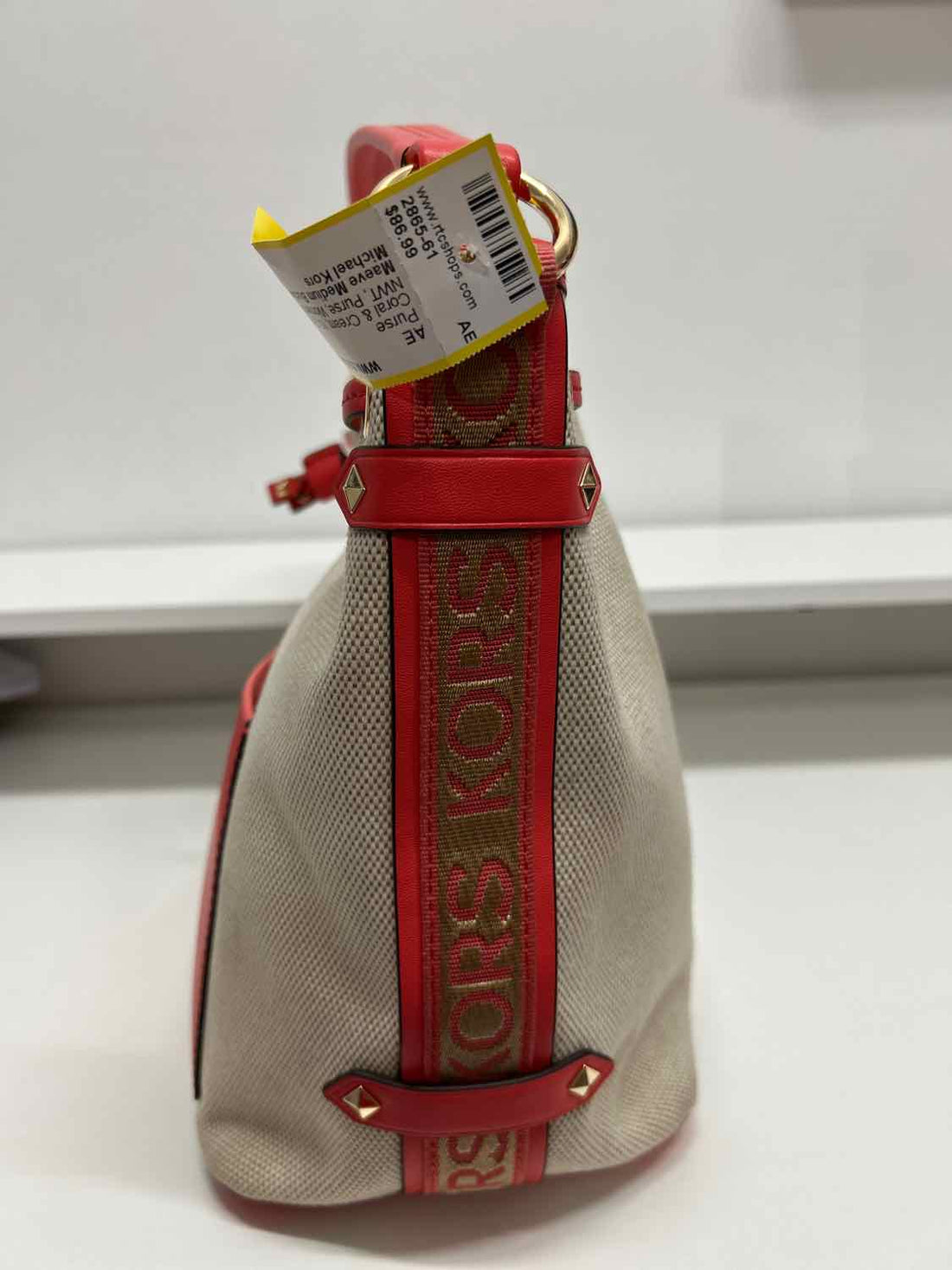 Michael Kors Coral & Cream Canvas/Leather NWT Purse